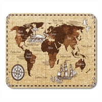 Ръка стара скица ретро световна карта надпис Doodle Continent Musepad Mouse Pad Mous