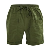 Rejlun мъжки летни къси панталони плътни цветни дъна на теглене плаж къси панталони салони мини панталони Хавайска ваканционна армия GREEN 3XL