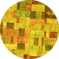 Ahgly Company Indoor Round пачуърк жълта преходна площ килими, 7 'кръг