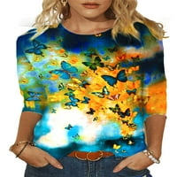 Zdcdcd женски кръгла шия с дълъг ръкав пуловер флорално животно отпечатани тениски