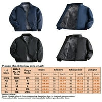 Paille Men Coat Solid Color Stand Stand Collar Bomber Jacket Небрежни работни якета Тъмно синьо кадифе XS