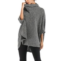Дамски плюс размери палта и якета падат есен зимни палта плътни цветове голям нередовен подгъв с висококачествен пуловер от врата дамски върхове
