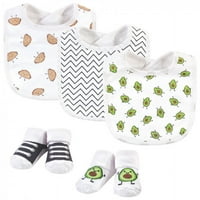 Hudson Baby Baby Cotton Bib и Sock Set 5pk, Avocado Taco, един размер