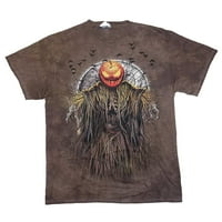 Честита Хелоуин Мъжки кафяви страшна тиквена глава Графична тениска