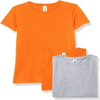 Марки Джи облекло момиче с къс ръкав екипажа врата твърди Тениски памук, ШЛ, оранжев Ориндж Хедър