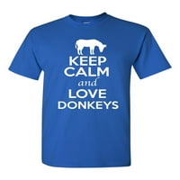Запазете спокойствие и обичайте магарета кон коня диви животни любител на тениска за възрастни тениски