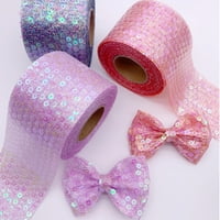 Hesroicy Roll Wrap Ribbon Цветни пайети полиестер искрящо DIY Organza панделки за опаковане на подаръци