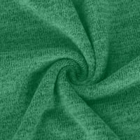 Тениски за дълъг ръкав на Efsteb жени спокойни леки удобни екипажи от Crewneck Solid Color Leisure Fall Fashion Button Blouse Green L