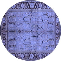 Ahgly Company Indoor Round Oriental Blue Industrial Area Rugs, 7 'Round