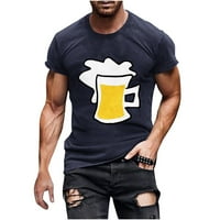 Njoeus графични тийнейджъри мъже летни мъжки графични тениски Нова модна мъжка тениска 3D без позициониране на бира принт с къс ръкав кръгла тениска тениска ежедневни спортни блузи плюс върхове на размера на клирънс