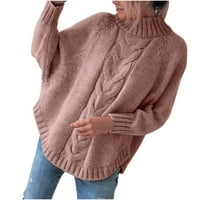 Пуловер Guzom за жени в продажба- Разхлабени солидни пуловери за жени Модерни върхове Нови пристигания Розов размер 4