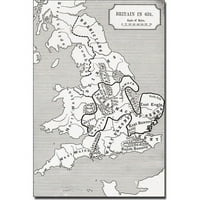 Търговска марка изкуство 'карта на Великобритания през 634' платно изкуство