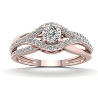 1 3К ТДВ диамант 10к Розово злато байпас годежен пръстен