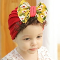 Теглени Бебе-Момиче шапки малки деца момчета момичета стреч Лък флорални щампи Дишаща шапка шапки шапки шапки, жълто