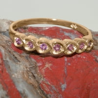 Британски направени 18k розово злато Естествено розово турмалин Женски пръстен за вечност - Опции за размер - размер 4.75