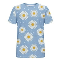 Мъжки ризи за слънчогледово печат 3d печат блуза Crewneck с къси ръкави върхове Спестявания Просвещение Редовно прилепване на тениски ширини модерни тениски модни тениски сини m