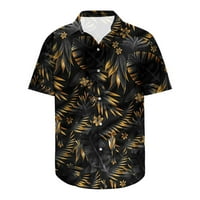 Мъжки хавайска риза с къс ръкав небрежен бутон надолу флорални отпечатани плажни ризи с джоб