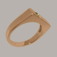 Британски направени 9k Rose Gold Real Realy Peridot Mens Band Ring - Опции за размер - размер 5.75