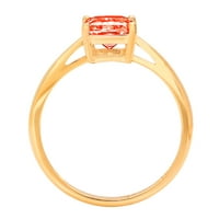 2ct изумруден изрязан червен симулиран диамант 18k жълто злато гравиране изявление Булчинска годишнина Ангажимент Сватбен пасианс Размер 9