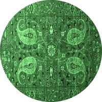 Агли Компания Закрит Кръг Персийски Изумрудено Зелено Традиционни Килими Площ, 8 ' Кръг