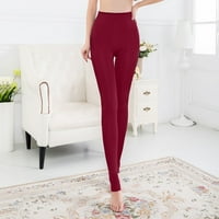 Гамаши от wozhidaoke за жени модни жени, четкани разтягащи се дебели чорапогащи топли зимни панталони топли гамаши стъпала панталони червени xs