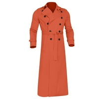Leesechin Mens Winter Fashion Long Trench Coat Лесен цвят топло палто на ревера бизнес ежедневно палто