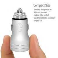 2.4a 2in Universal Dual USB Port Travel Car Charger с iPhone USB кабел -silver