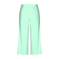 Комплекти за домашно облекло за женски солидни къси ръкави отгоре и капри панталони Pajamas Pajamas комплекти с джобове, ментово зелено