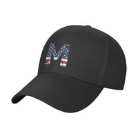 Пикална шапка буква Америка САЩ флаг за възрастни, регулируем извит ръб Бейзболна шапка шапка, черна