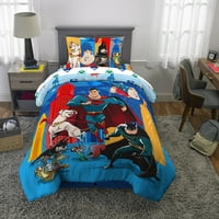 Лигата на справедливостта супер-домашни любимци Деца двойно легло в чанта, утешител и чаршафи, синьо, Уорнър Брос
