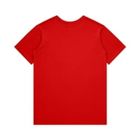 Женски върхове кръгло деколте ежедневно блуза отпечатани дами летни туники върхове къси ръкав модна червена m