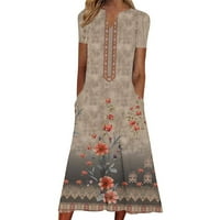 Fartey дамски рокли Лятна просторна удобна флорална щампа джобове мини сундерес