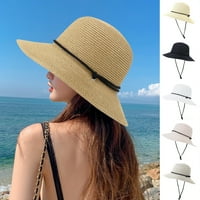 Rygai Sunproof Sun Hat Sunshade Straw Wide Brim Sun Co -Costor Cap Accessories Black