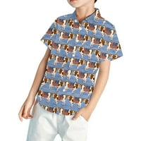 Rovga Summer Boys Girls Thddler тениски бебе момче дрехи Крави ризи за печат с къс ръкав надолу по ревера шия тениски тениска тениска