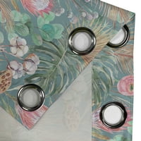 Завеса на флорален гром, екзотичен стил изсушени ботанически листа и цветя акварелен пастел ефект, 2-панелни завеси за декор за спалня, 50 x120