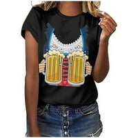 Fanxing Clearance се занимава с женска бира отпечатана тениска лятна бира Октоберфест немски бира тийнейджъри Блуза Небрежен костюм S, M, L, XL, XXL