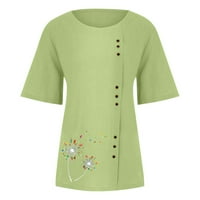 Женски летен ежедневен ръкав памучен спален модел отпечатани блузи свободни монтирани тениски тениска xxl