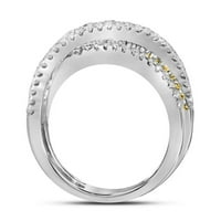 14k бяло злато кръгло жълт диамантен кросоувър моден пръстен 2- cttw
