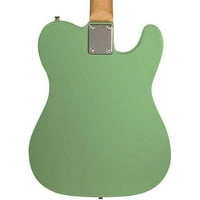 Комплект за лява ръка електрическа китара с усилвател И Аксесоари за Хромакаст, сърф зелено с отлежал бял предпазител