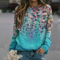 Блуза с дълъг ръкав за жени Ххеи_к Дамски ежедневни модни флорални щампи с дълъг ръкав о-деколте пуловер Топ Блуза