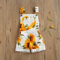 Деца малко дете момиче слънчогледов печат chompsuit rompers bib gadys shortalls suspender къси панталони панталони