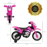 Продукти за най -добър избор 6V Kids Electric Battery Powered Ride on Motorcycle W тренировъчни колела, светлини, музика - горещо розово