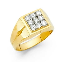 Jewels 14K жълто злато кубик циркония CZ Мъжки мода годишнина с пръстен размер 9