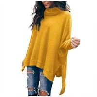 Женски модни пуловери за жени плюс размер плътно цветен асиметричен врат с дълъг ръкав плетен суичър за жени бежови l