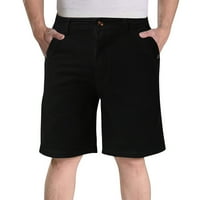 Бягащи къси панталони за мъже Лято солиден цвят Небрежни прави шорти Бутон Pocket Cargo Pants Черно