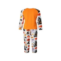 Хелоуин съвпадение на семейни пижами комплекти тиквена прилеп отпечатък с дълъг ръкав топ панталони pjs заспиване за семейни двойки деца бебе