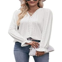 Капрез Дами туника лична тениска с дълъг ръкав върхове удобни тийнейджъри тениска бяла xs