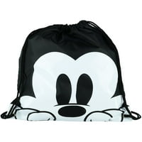Дисни Мики Маус Пийк-а-Бу чинч прашка чанта голяма пазарска чанта черно бяло 15.5
