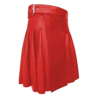 Мъжки моден шотландски стил кариран контраст цвят джобна плисирана пола