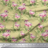 Соимой син Модален сатен плат трева и Фламинго птица отпечатан занаятчийски плат от двора широк